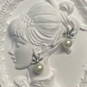 Elegant Butterfly Freshwater Pearl Drop Earrings – Luminous Pearl & CZ Accent